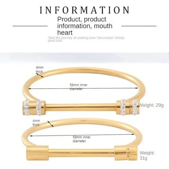 18K White Gold (Rhodium) Unisex Shackle With Diamond Accent Cuff Bangle Bracelet - Picture 6 of 6